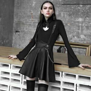 NWT PUNK RAVE Jumper Doll Faux Leather Strappy Skirt Gothic Schoolgirl Size M